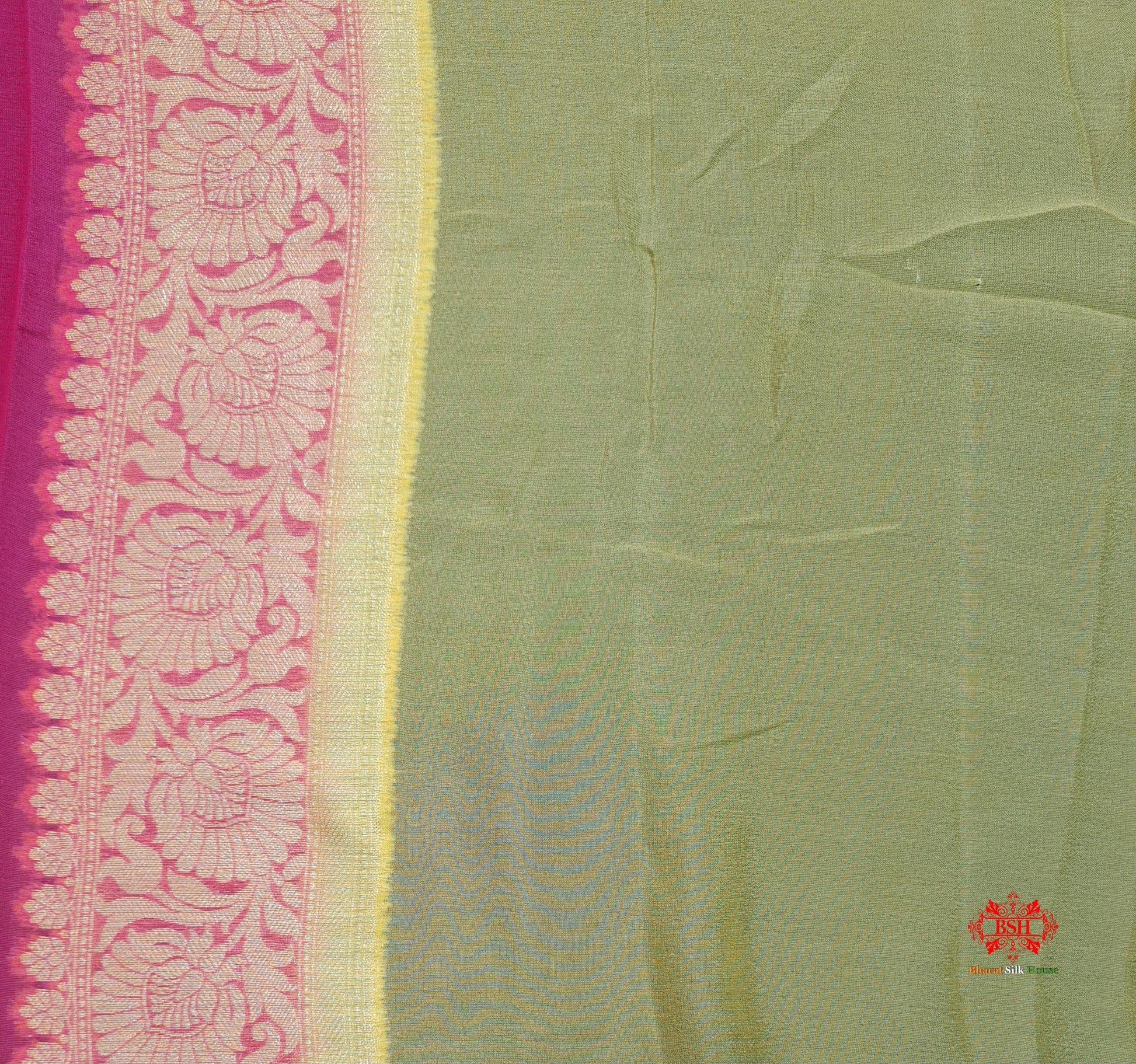 Multi Colour Pure Chiffon Handbrush Dyed Reshmi Zari Silk Saree - Bharat Silk House