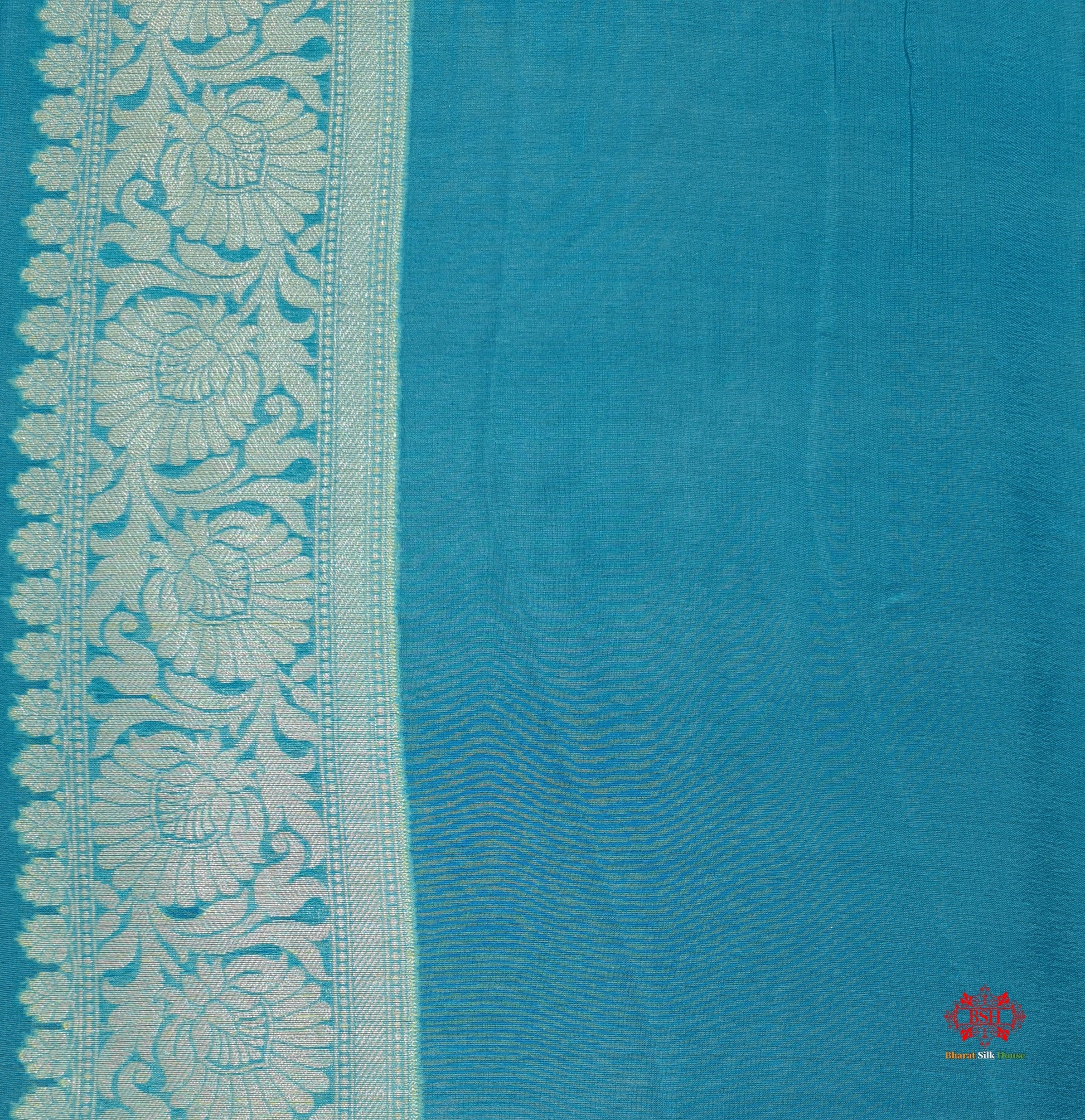 Multi Colour Pure Chiffon Handbrush Dyed Reshmi Zari Silk Saree - Bharat Silk House