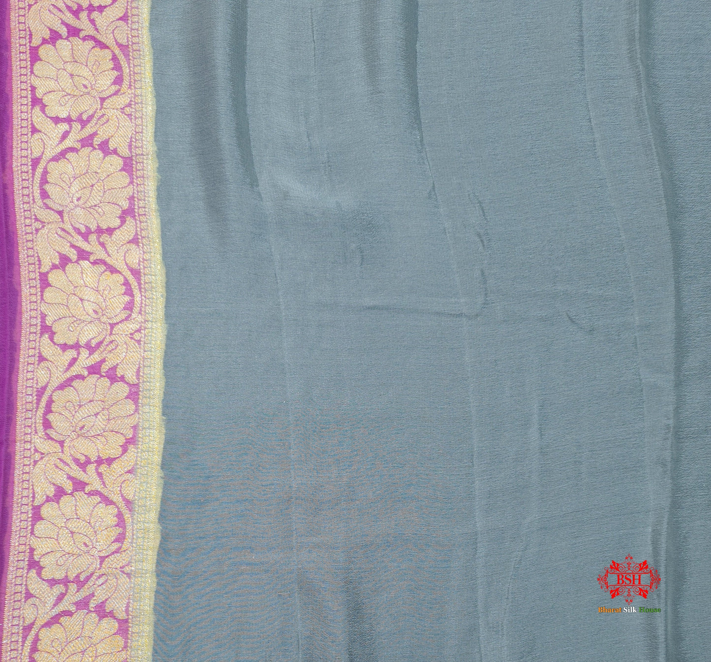 Multi Colour Pure Chiffon Handbrush Dyed Reshmi Zari Silk Saree - Bharat Silk House