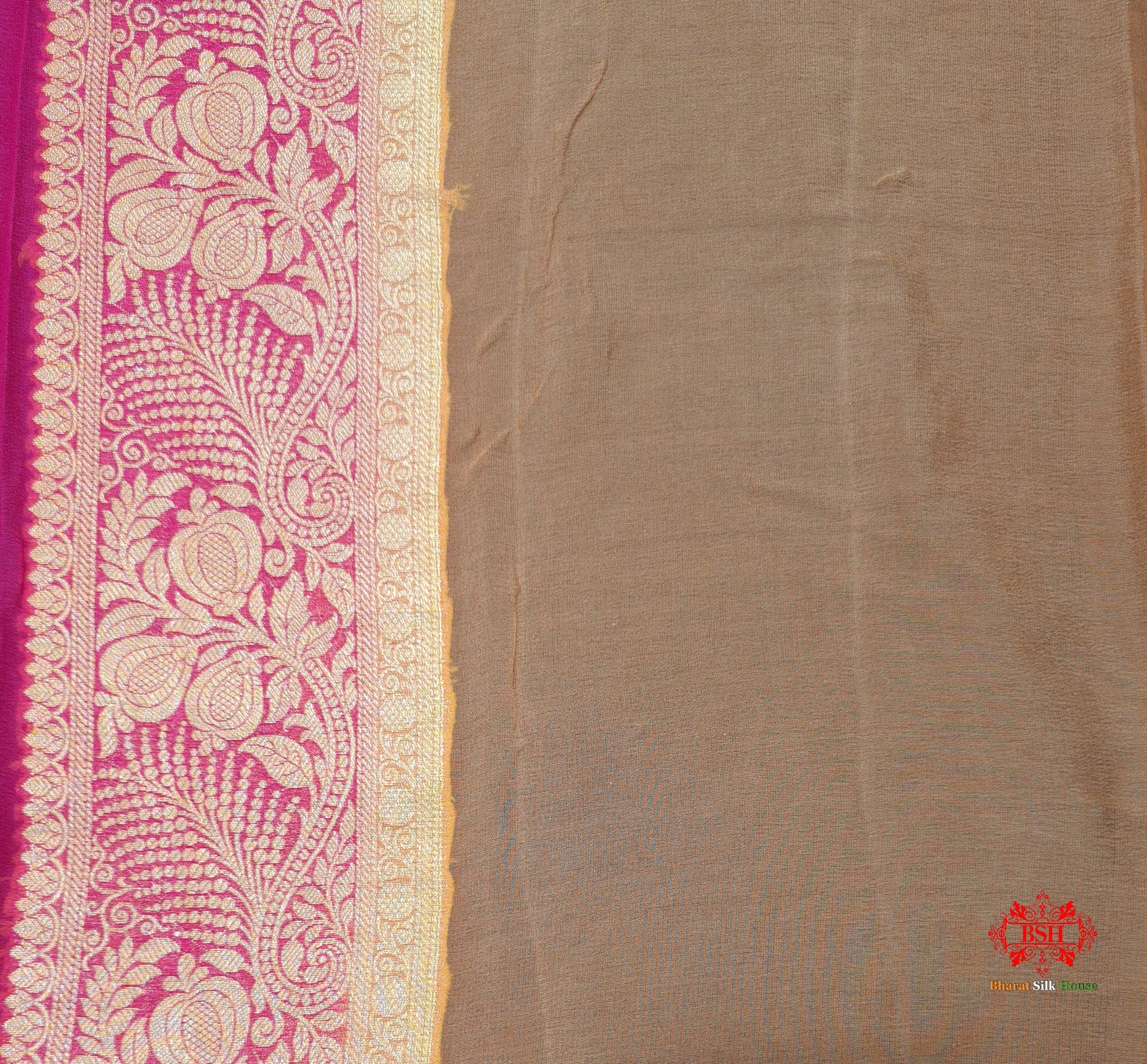 Multi Colour Pure Chiffon Handbrush Dyed Reshmi Zari Silk Saree - Bharat Silk House