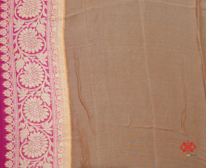 Multi Colour Pure Chiffon Handbrush Dyed Reshmi Zari Silk Saree - Bharat Silk House