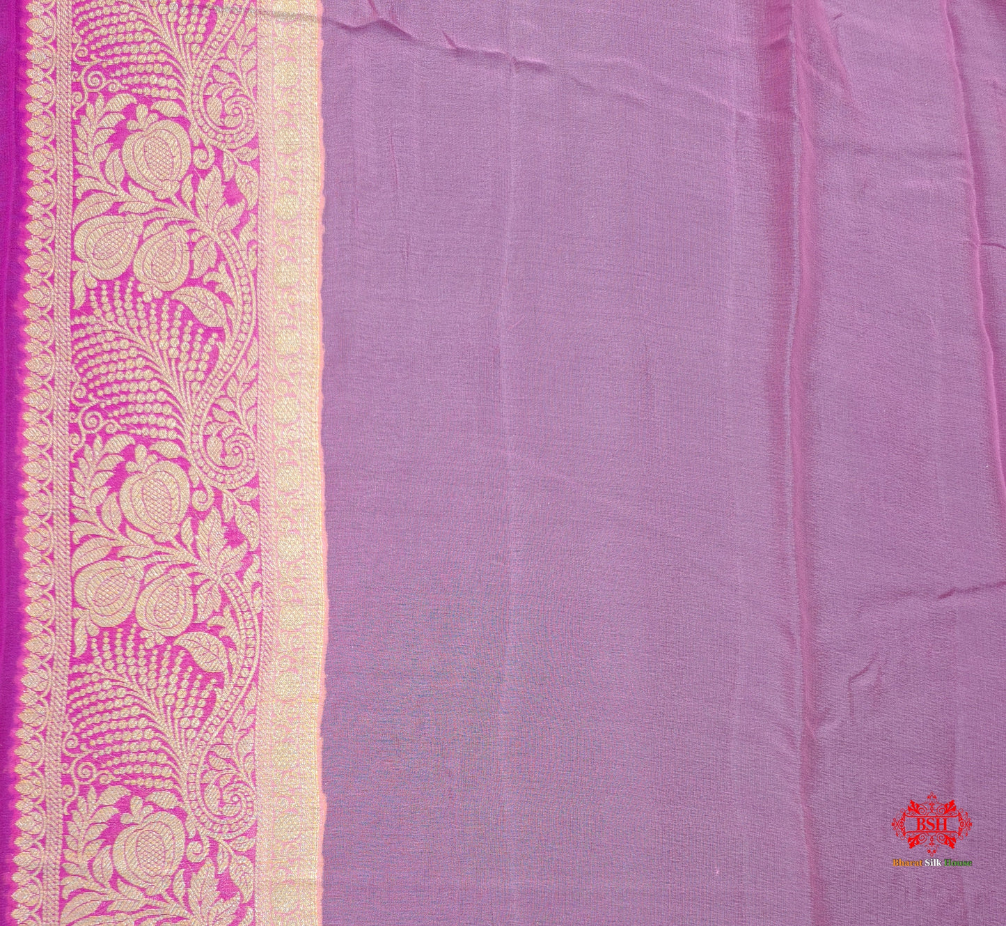 Multi Colour Pure Chiffon Handbrush Dyed Reshmi Zari Silk Saree - Bharat Silk House