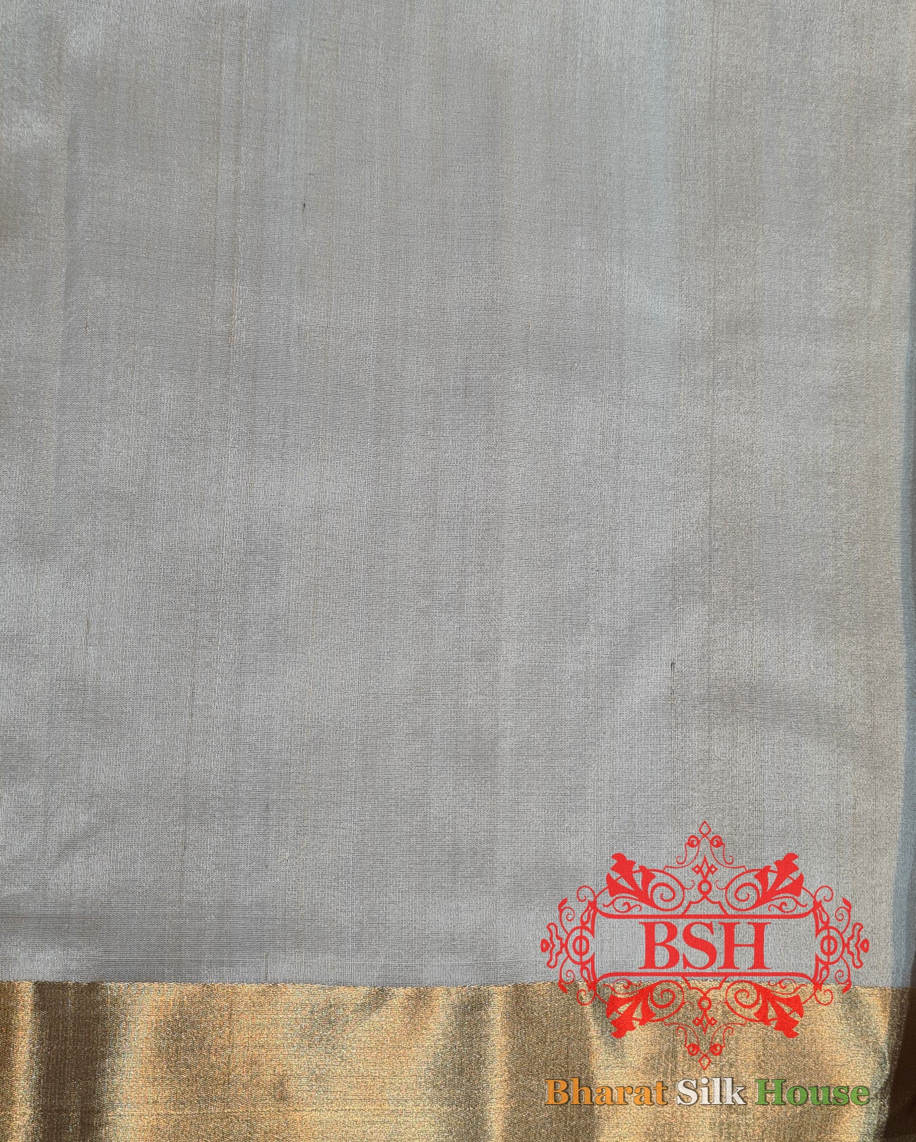 Off White Pure Tussar Moonga Silk Handloom Saree With Zari Border - Bharat Silk House