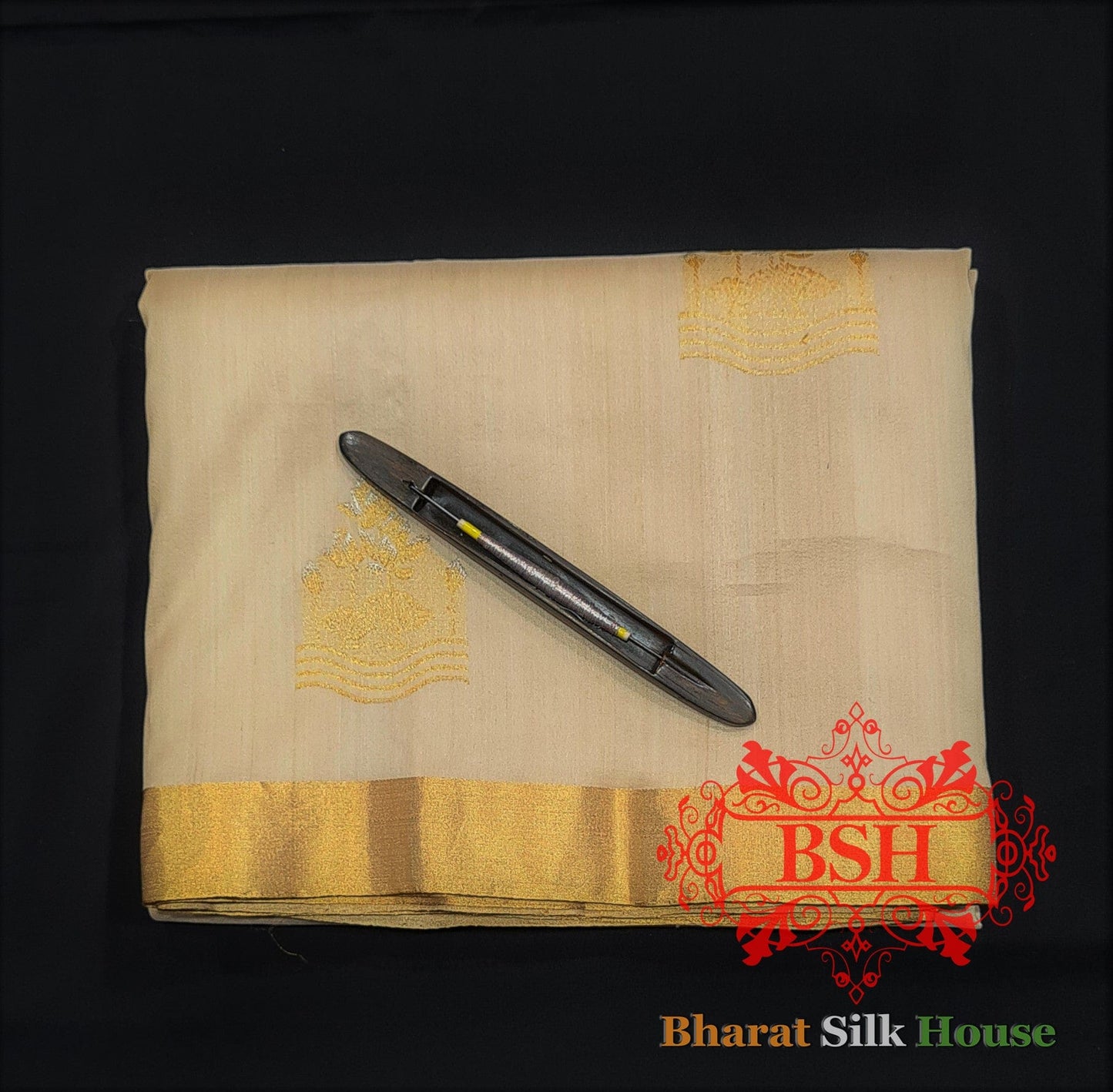 Off White Pure Tussar Moonga Silk Handloom Saree With Zari Border - Bharat Silk House