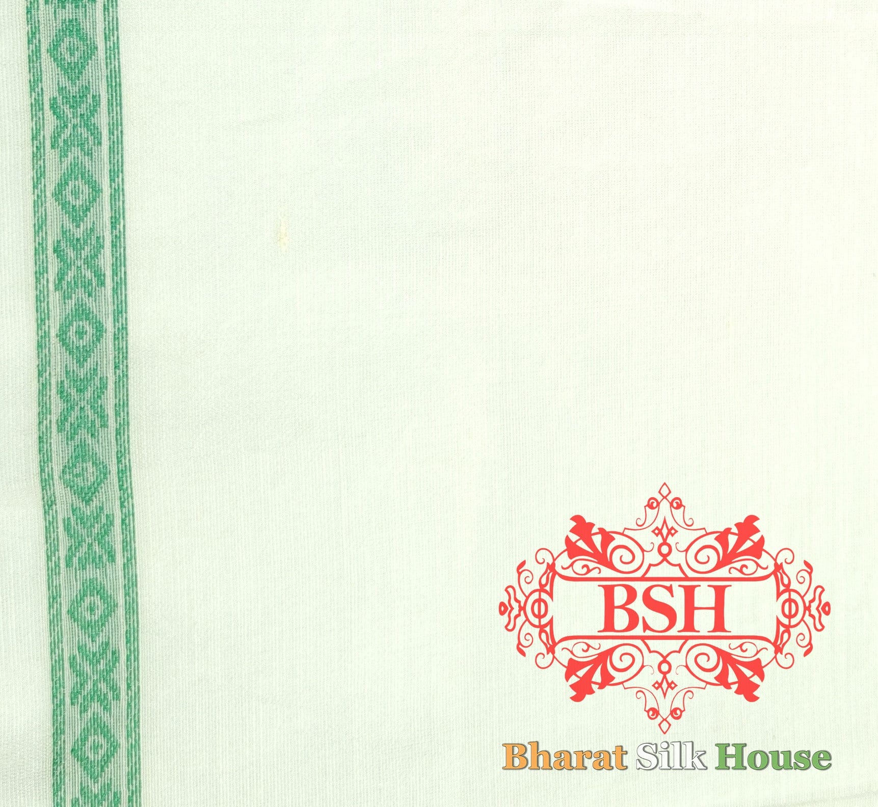 Off White/Green Woven Banarasi Cotton Saree - Bharat Silk House