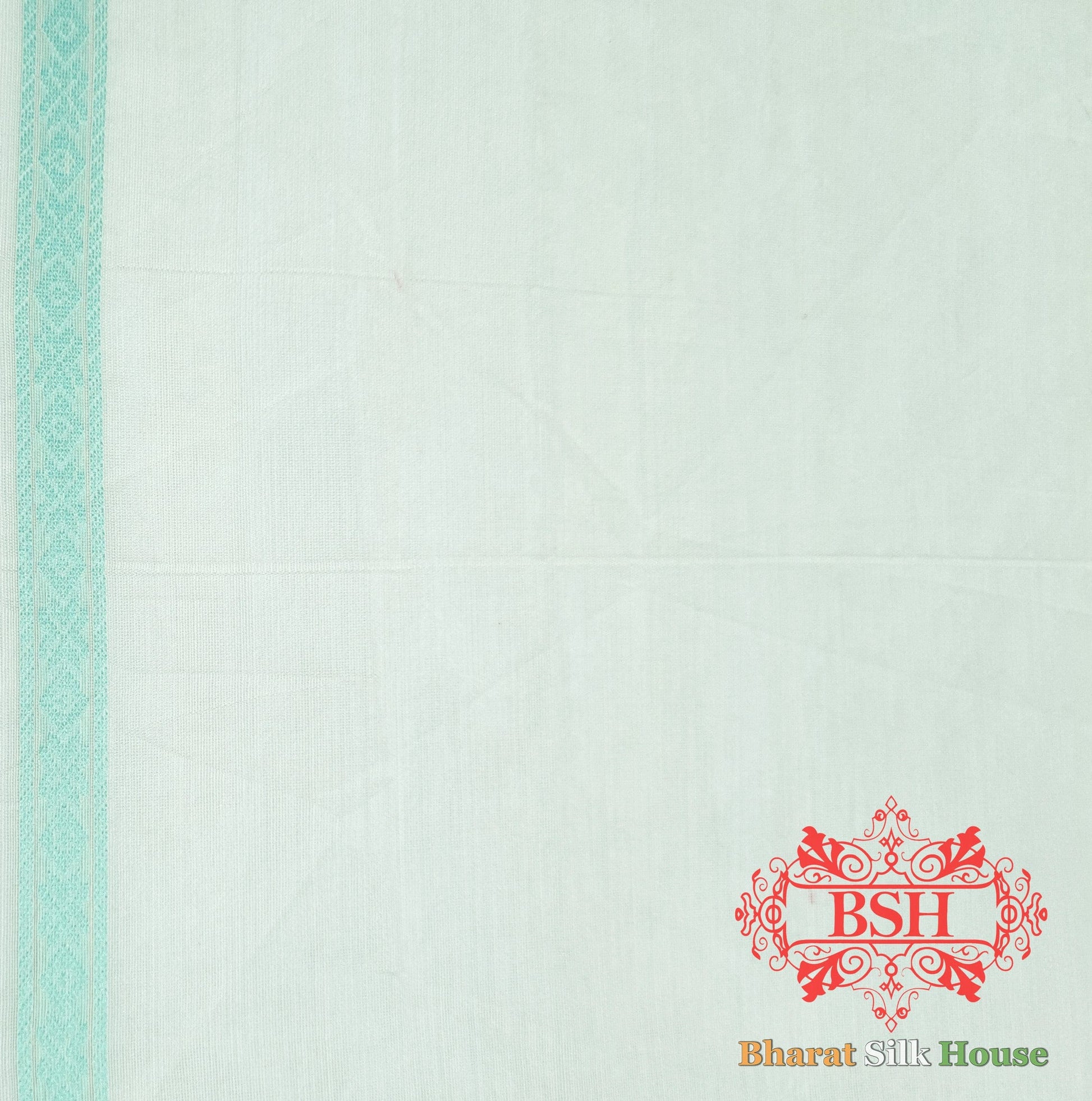 Off White/Rama Green Woven Banarasi Cotton Saree - Bharat Silk House