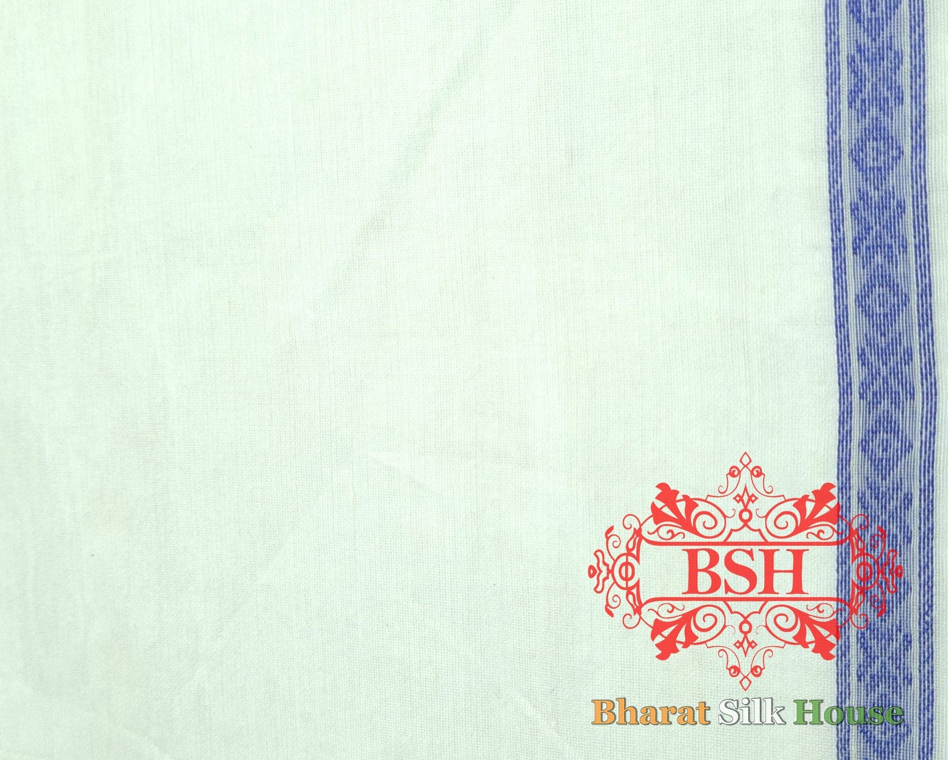 Off White/Royal Blue Woven Banarasi Cotton Saree - Bharat Silk House