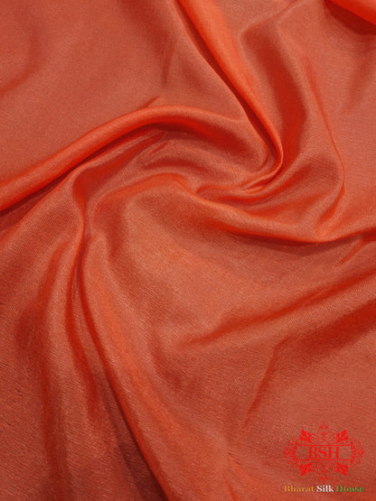 Orange Banarasi Ghats Weaved Silk Saree - Bharat Silk House