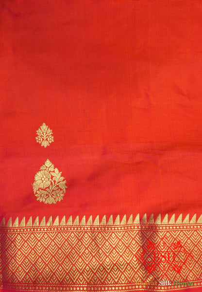 Orange Handloom Banarasi Silk Suit Piece - Bharat Silk House