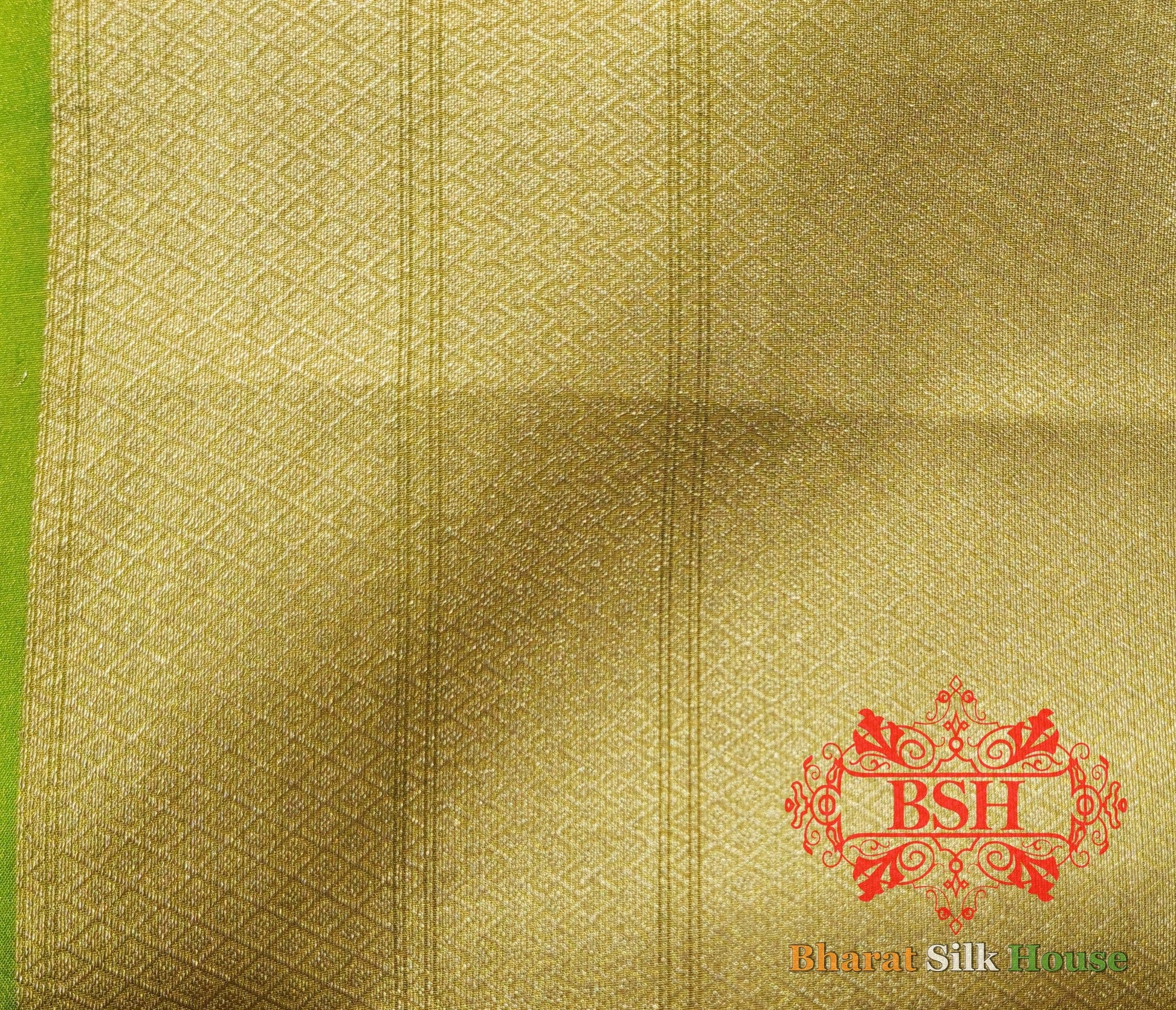 Parrot Green Glass Tissue Silk Saree - Bharat Silk House