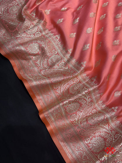 Peach Mashru Silk All Over Booti With Jaal Blouse Design Saree - Bharat Silk House Mashroo Silk