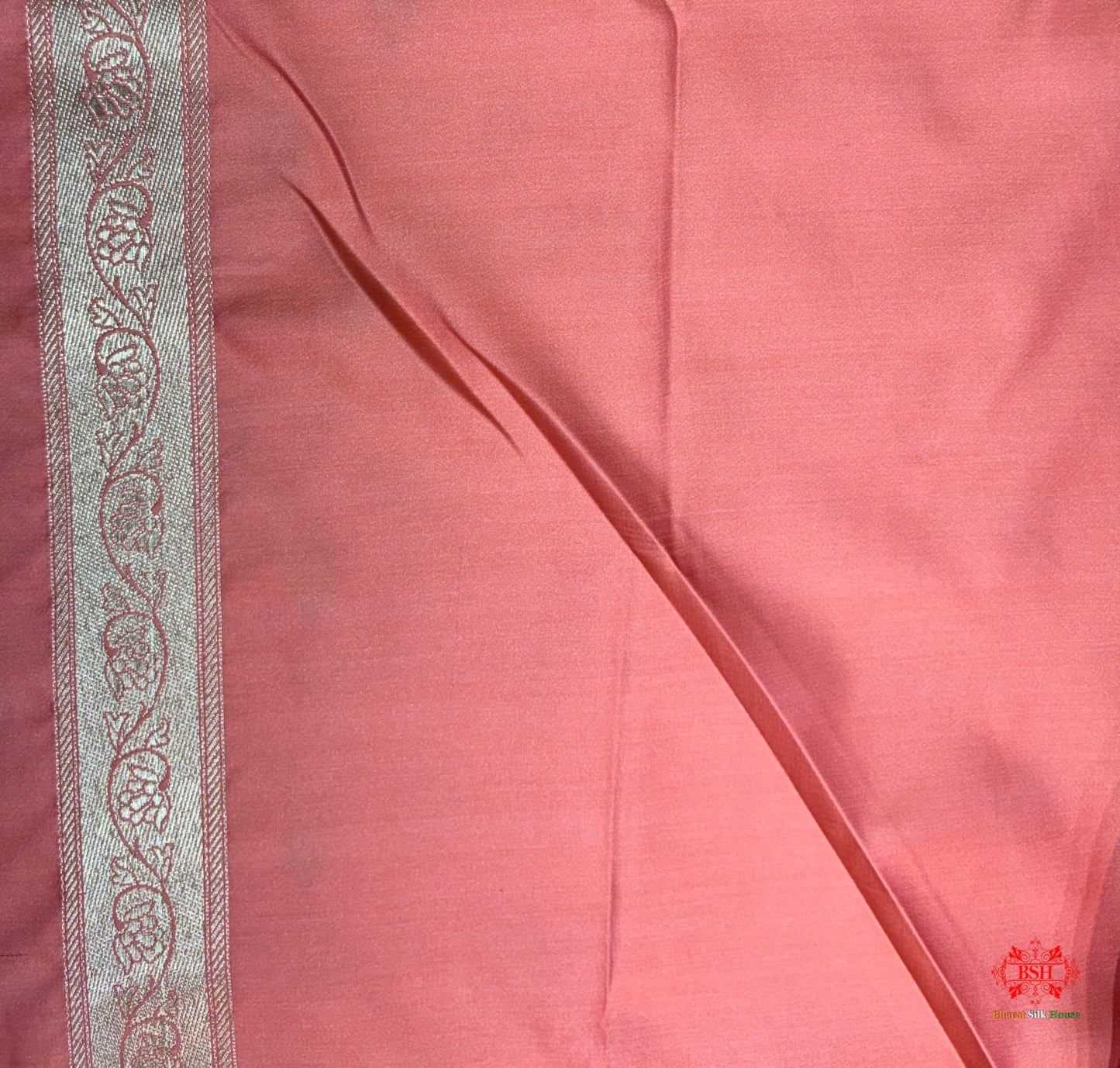 Peach Mashru Silk All Over Booti With Jaal Blouse Design Saree - Bharat Silk House Mashroo Silk