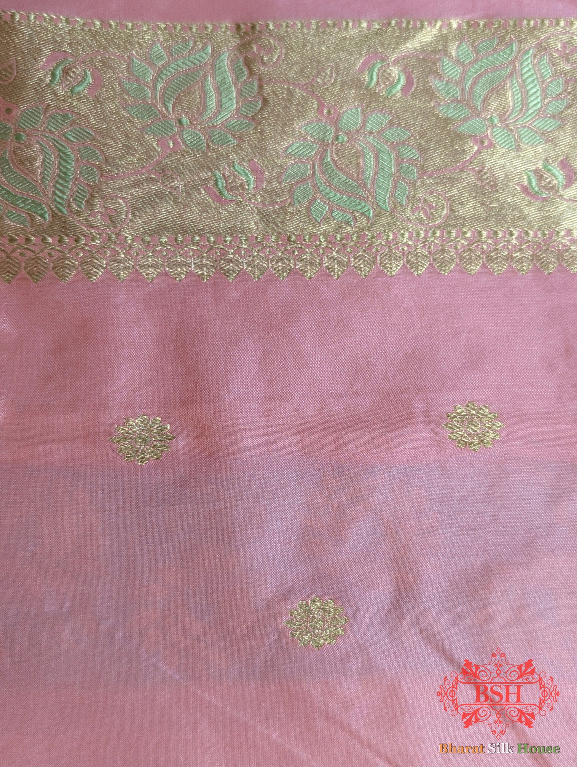 Peach Pure Katan Silk Banarasi Handloom Saree - Bharat Silk House