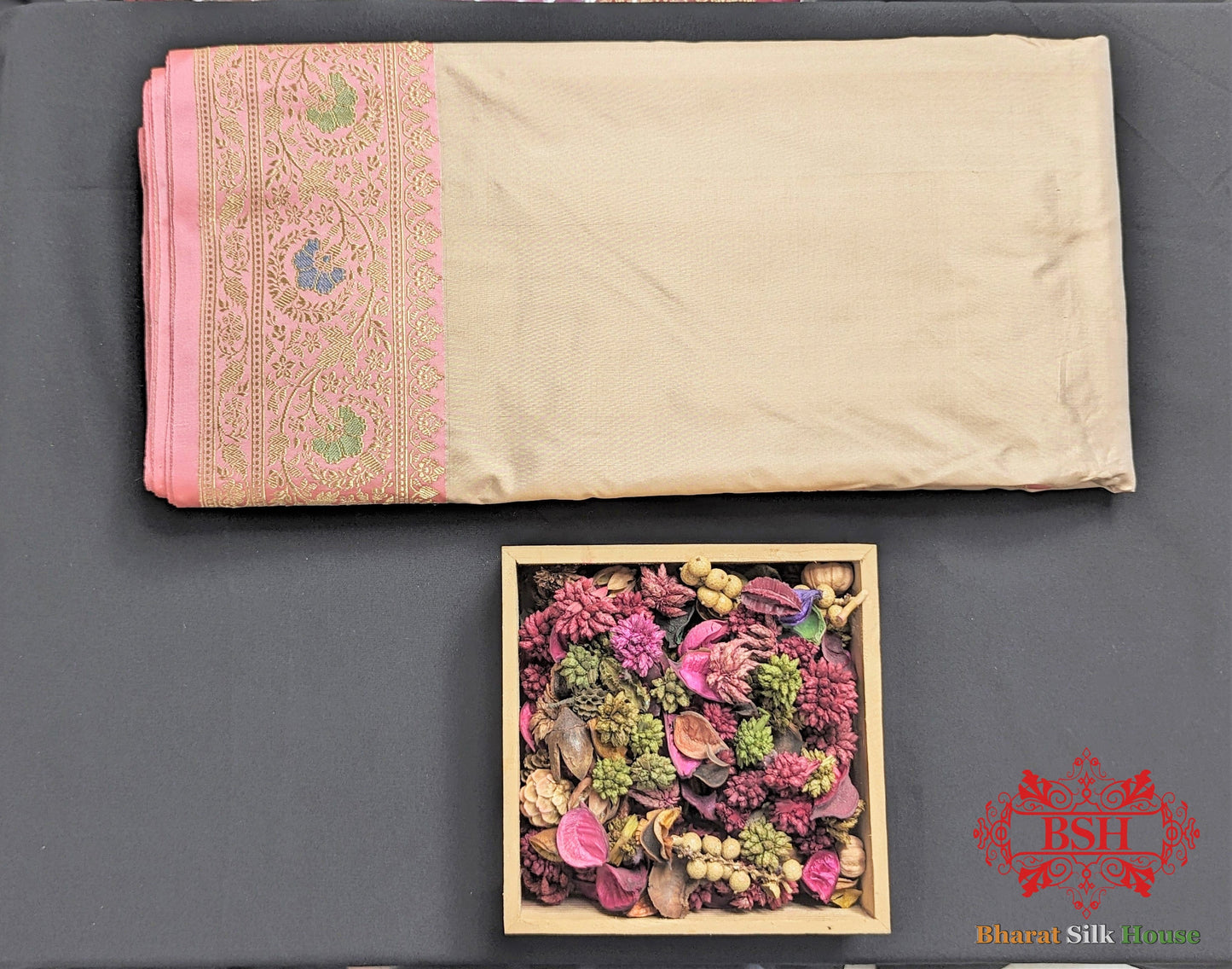 Peach Pure Katan Silk Banarasi Handloom Saree - Bharat Silk House