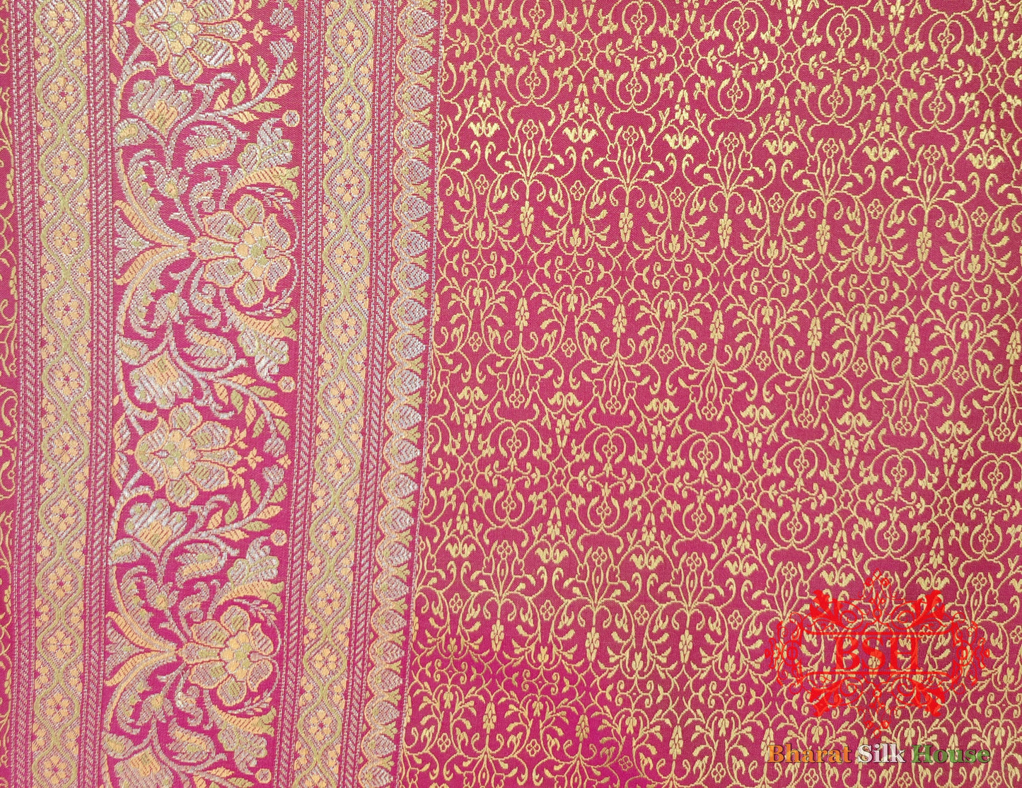 Pink Dohri Resham Zari Booti Tanchoi Silk Saree - Bharat Silk House