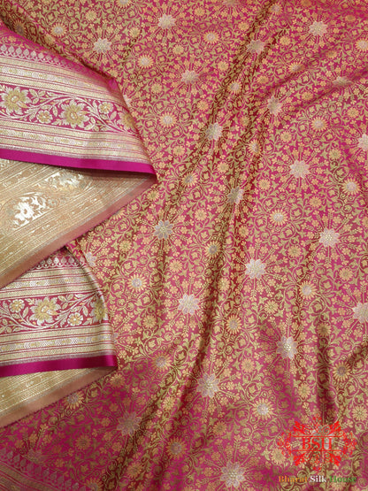 Pink Dohri Resham Zari Booti Tanchoi Silk Saree - Bharat Silk House