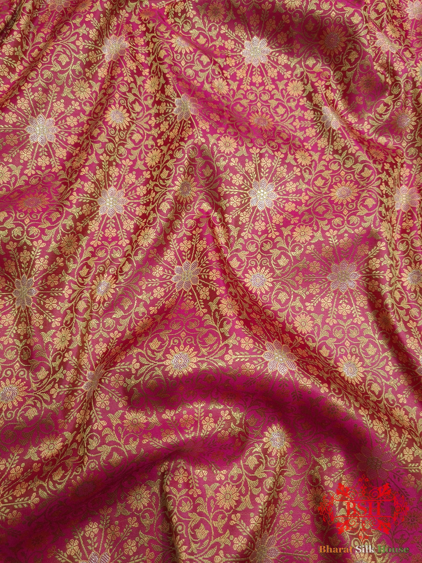 Pink Dohri Resham Zari Booti Tanchoi Silk Saree - Bharat Silk House