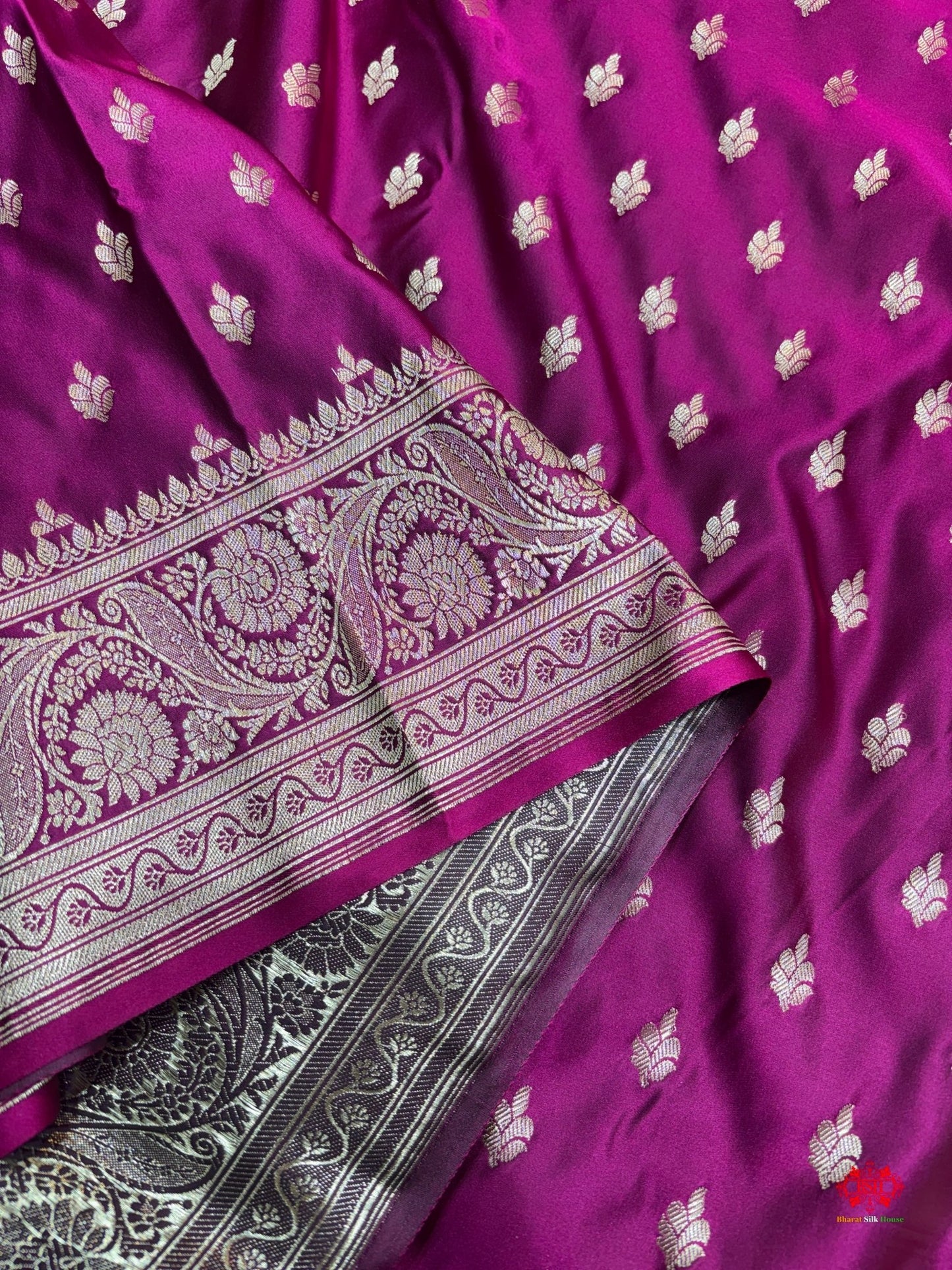 Pink Mashru Silk Saree All Over Booti With Plain Blouse - Bharat Silk House Mashroo Silk