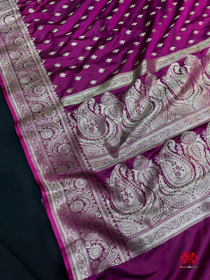 Pink Mashru Silk Saree All Over Booti With Plain Blouse - Bharat Silk House Mashroo Silk