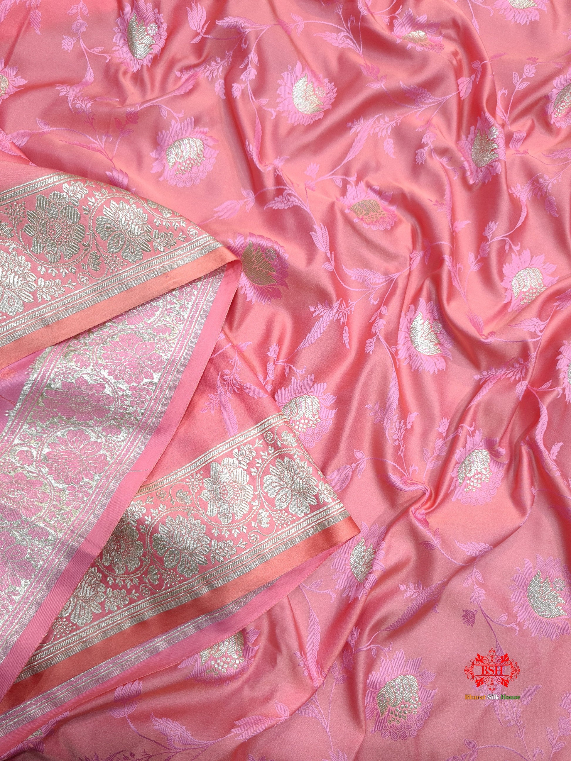 Pink Single Zari Tanchoi Silk Saree - Bharat Silk House