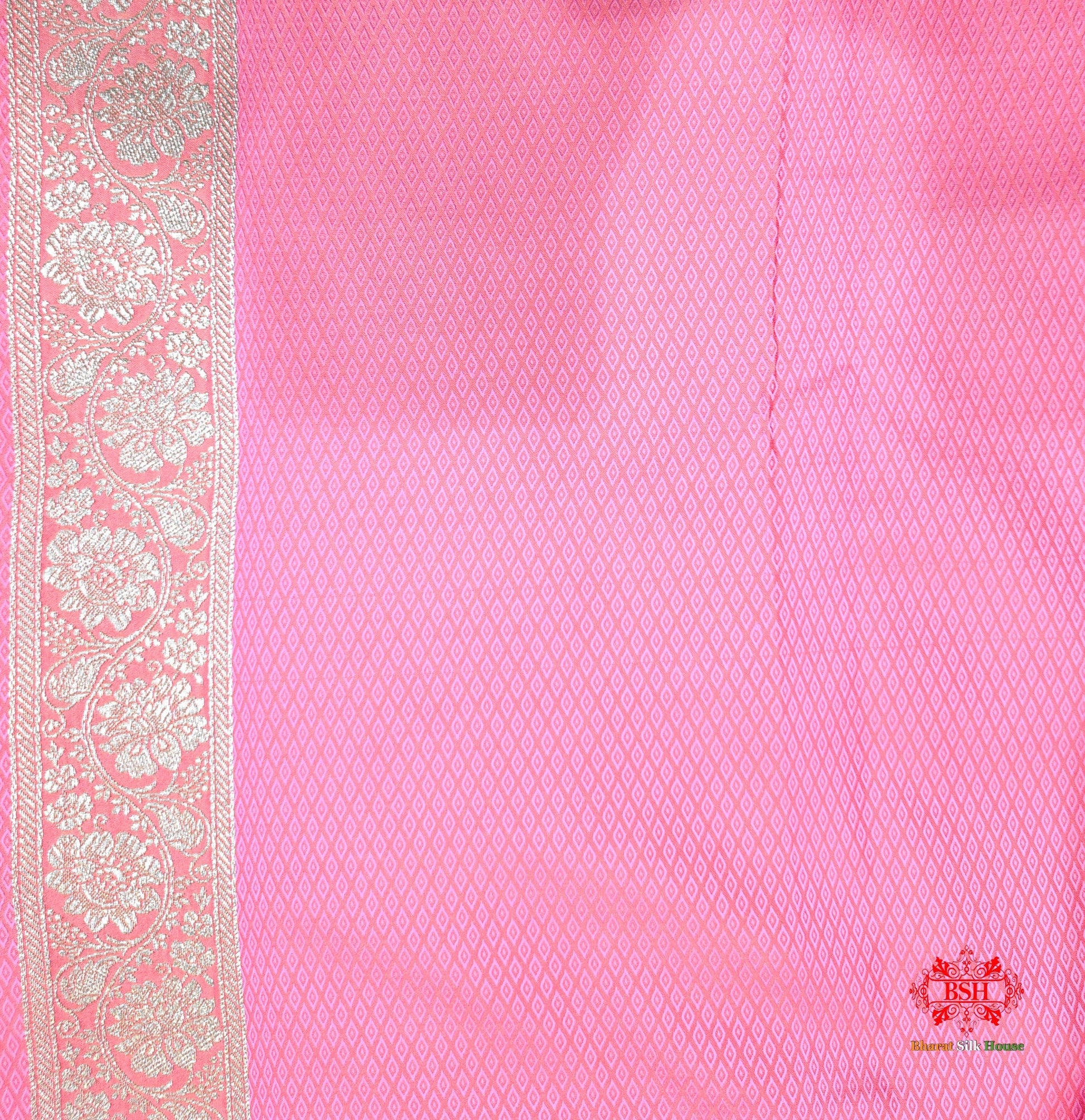 Pink Single Zari Tanchoi Silk Saree - Bharat Silk House