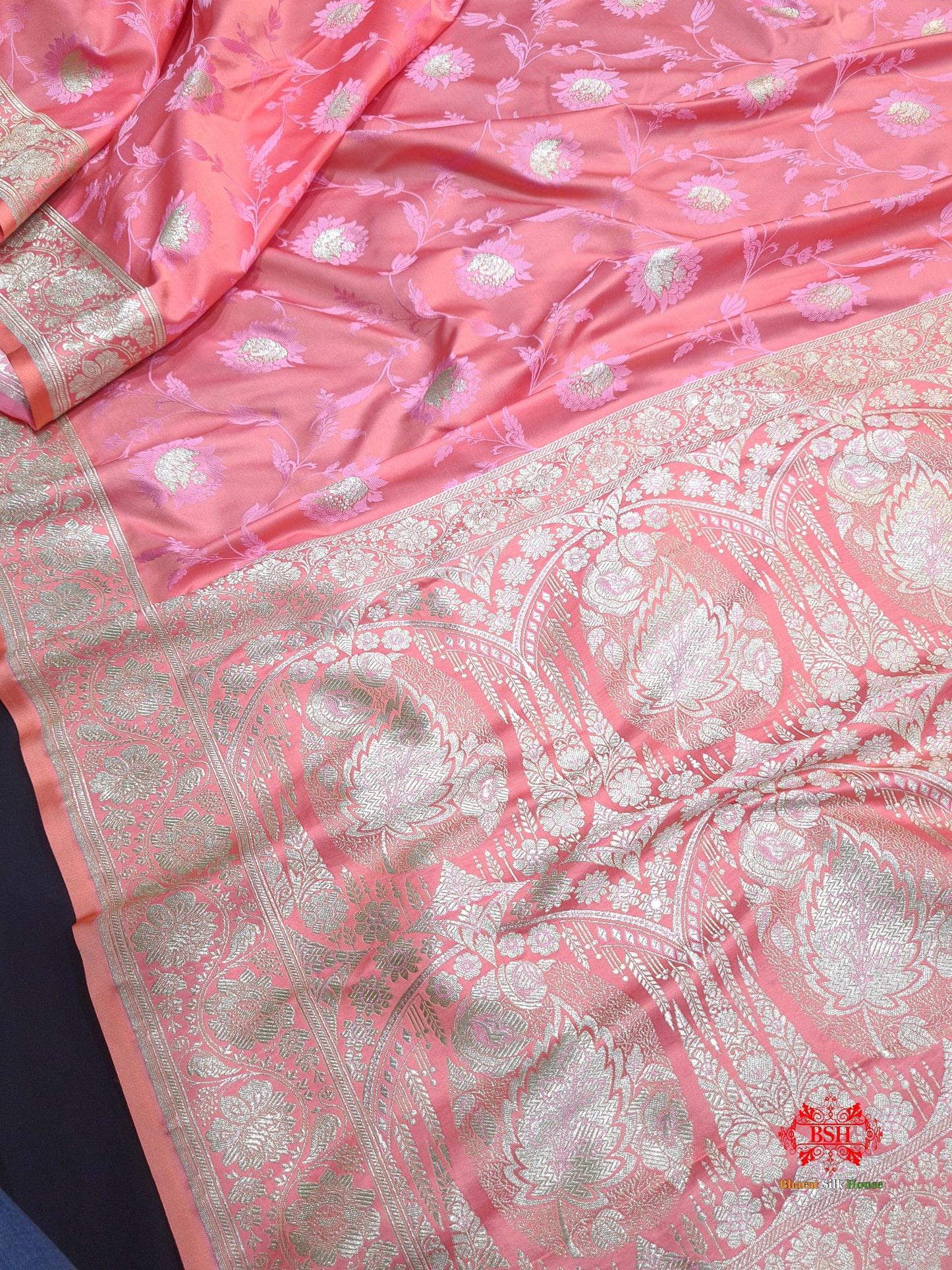 Pink Single Zari Tanchoi Silk Saree - Bharat Silk House