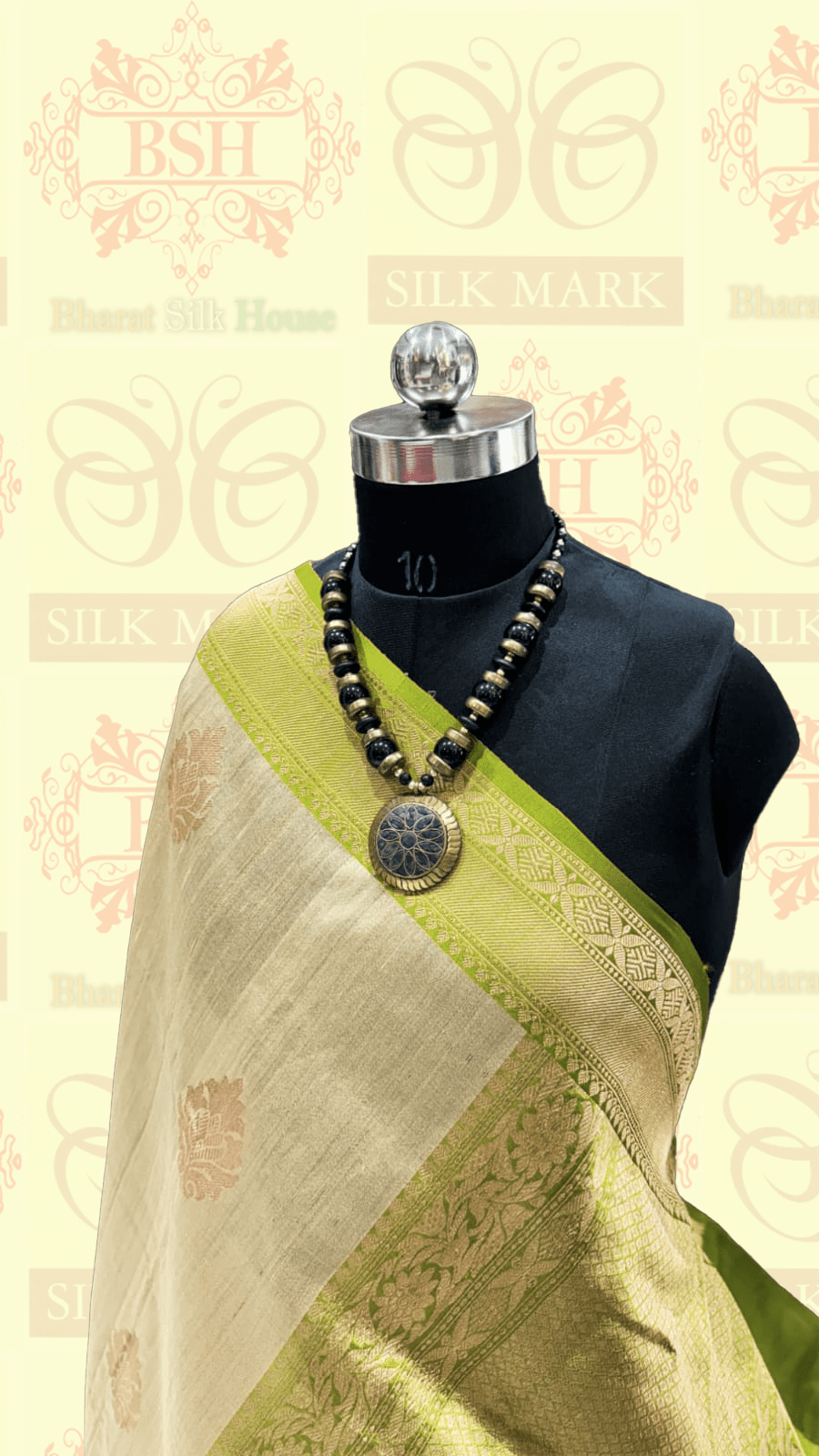 Pista Green Pure Tussar Moonga Silk Handloom Saree With Zari Border - Bharat Silk House