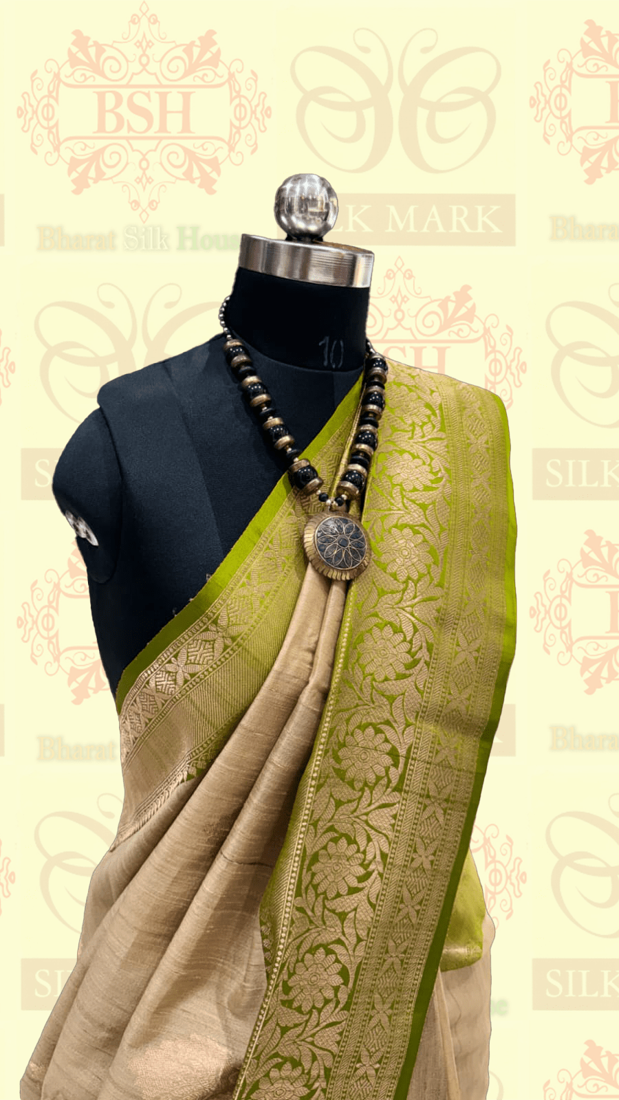 Pista Green Pure Tussar Moonga Silk Handloom Saree With Zari Border - Bharat Silk House