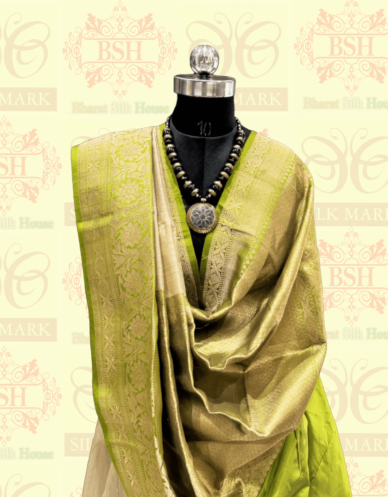 Pista Green Pure Tussar Moonga Silk Handloom Saree With Zari Border - Bharat Silk House