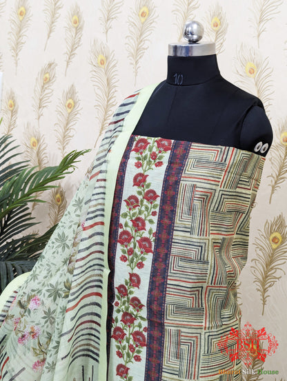 Pistachio Digital Floral Print Cotton Suit Piece - Bharat Silk House