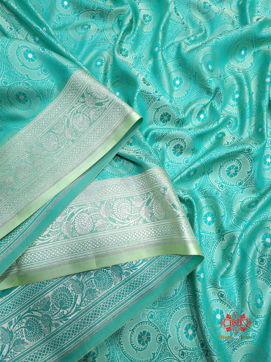 Powder Blue Single Zari Tanchoi Silk Saree - Bharat Silk House