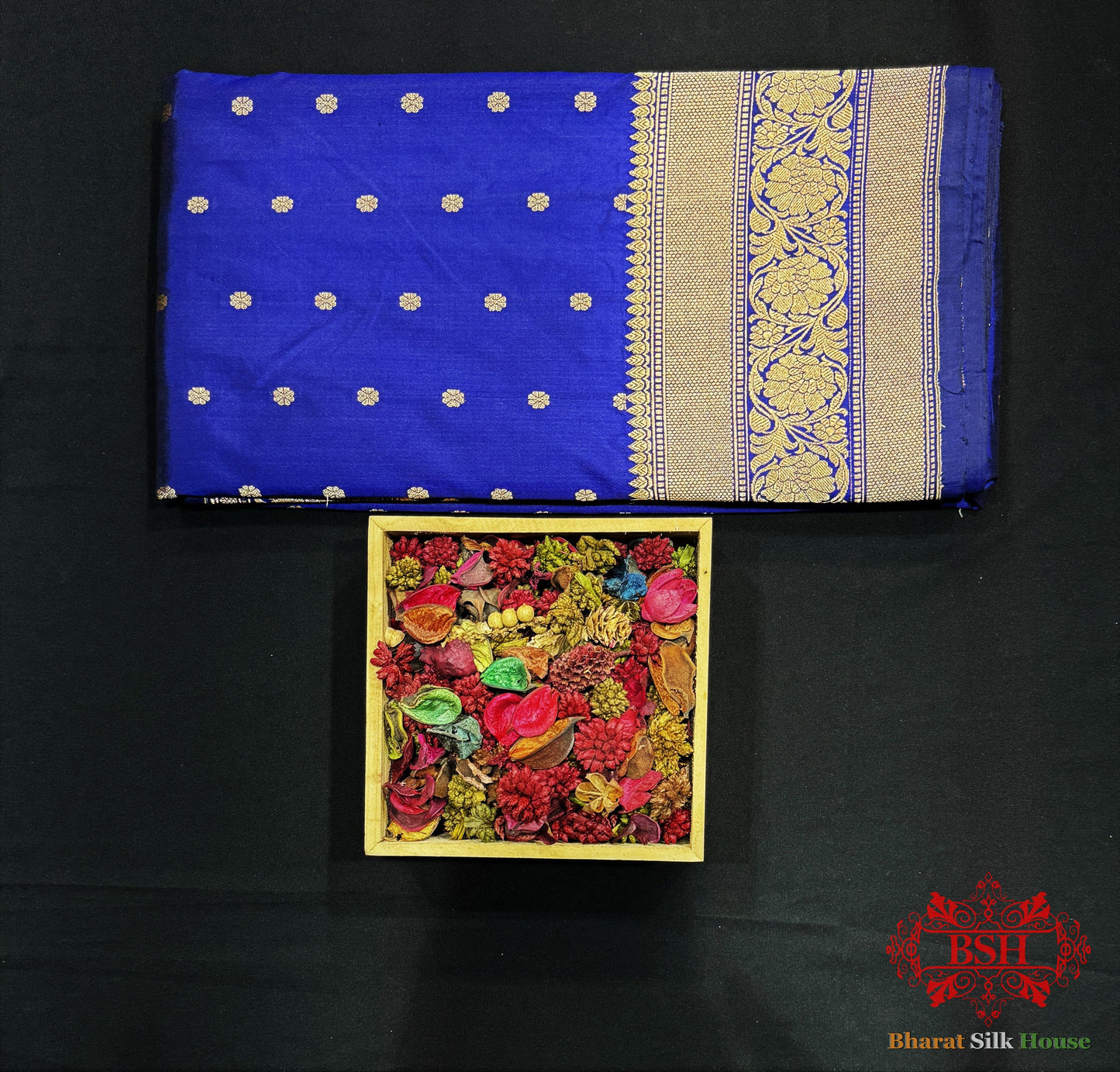 Pure Banarasi Handloom Katan Silk Antique Zari Saree In Shades Of Blue - Bharat Silk House