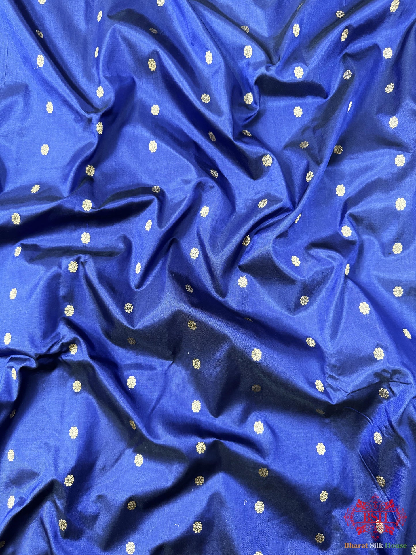 Pure Banarasi Handloom Katan Silk Antique Zari Saree In Shades Of Blue - Bharat Silk House