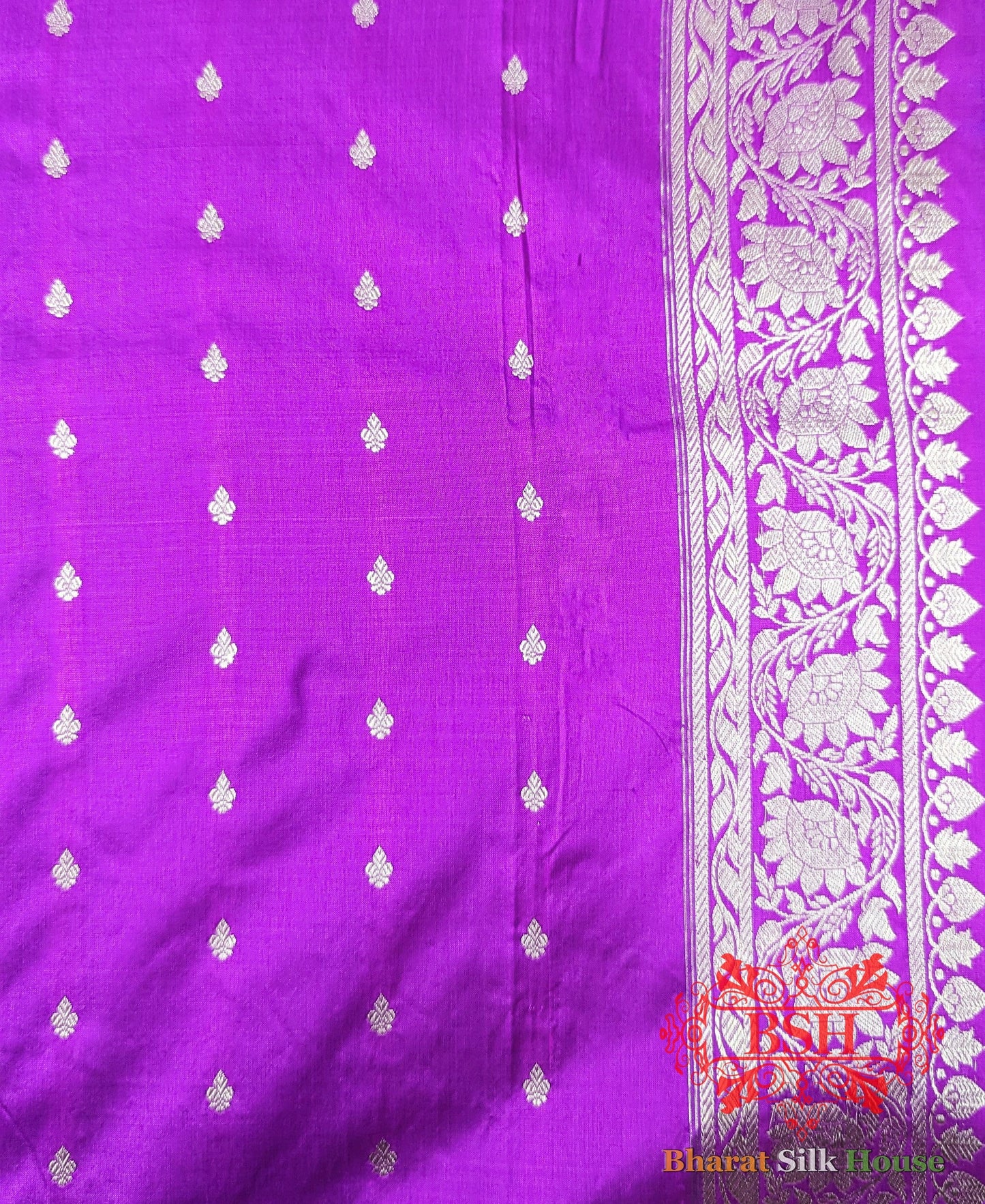 Pure Banarasi Handloom Katan Silk Antique Zari Saree In Shades Of Blue - Bharat Silk House