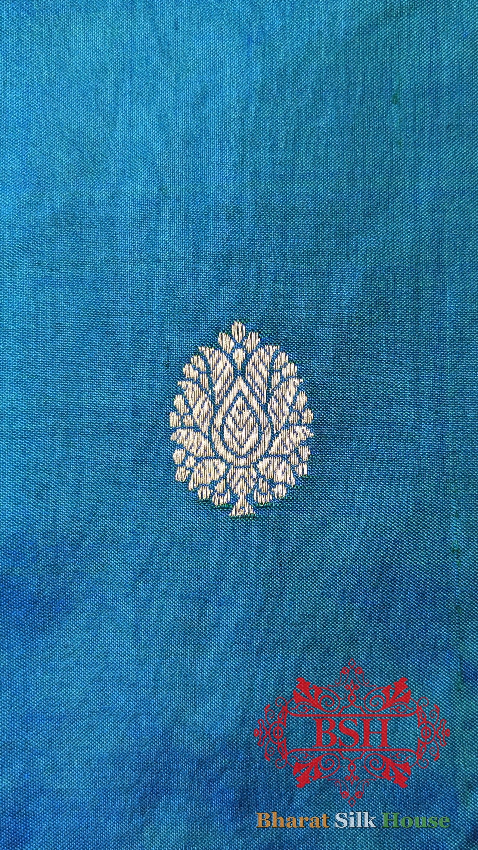 Pure Banarasi Handloom Katan Silk Antique Zari Saree In Shades Of Blue - Bharat Silk House