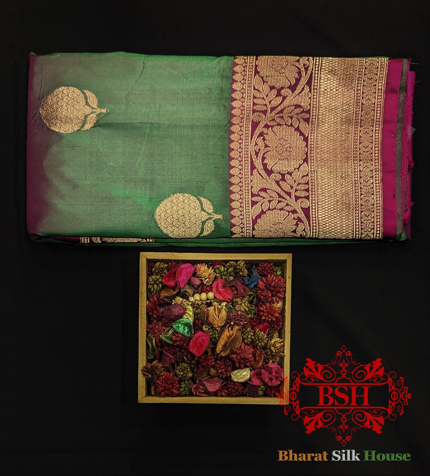 Pure Banarasi Handloom Katan Silk Antique Zari Saree In Shades Of Cross Color - Bharat Silk House