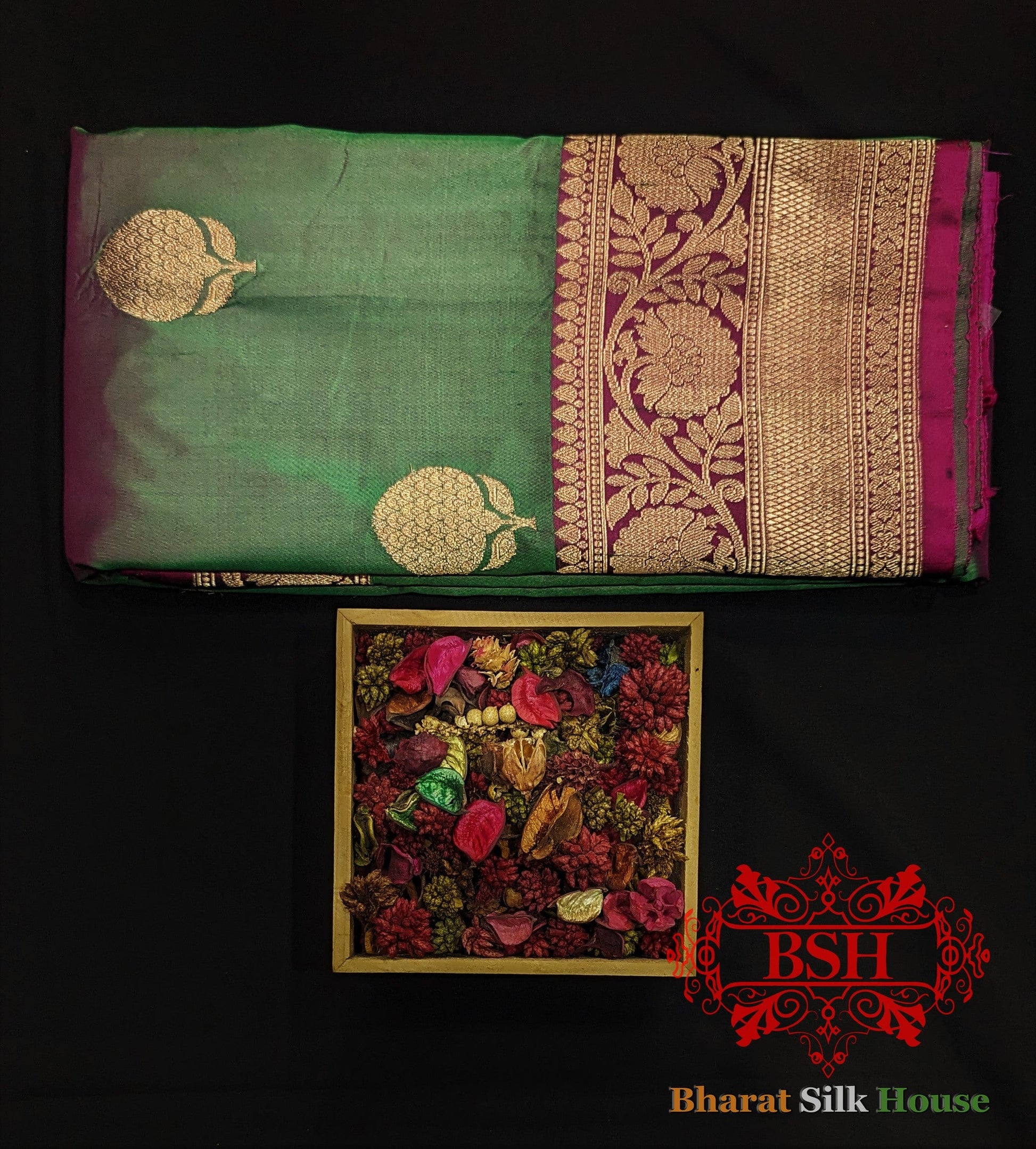 Pure Banarasi Handloom Katan Silk Antique Zari Saree In Shades Of Cross Color - Bharat Silk House