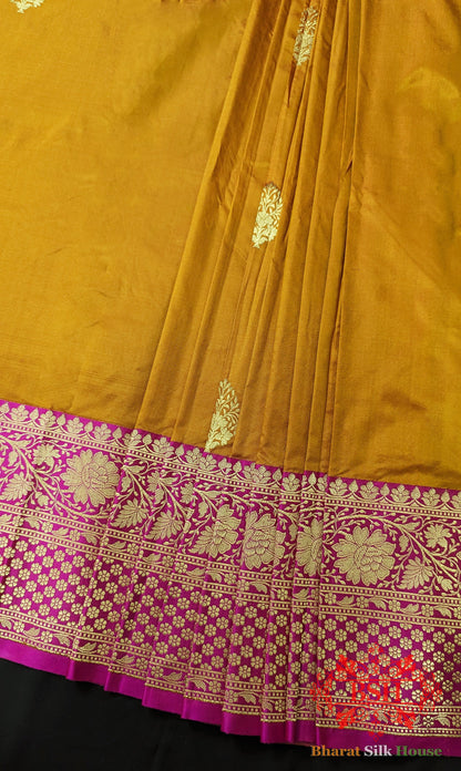 Pure Banarasi Handloom Katan Silk Antique Zari Saree In Shades Of Cross Colour - Bharat Silk House