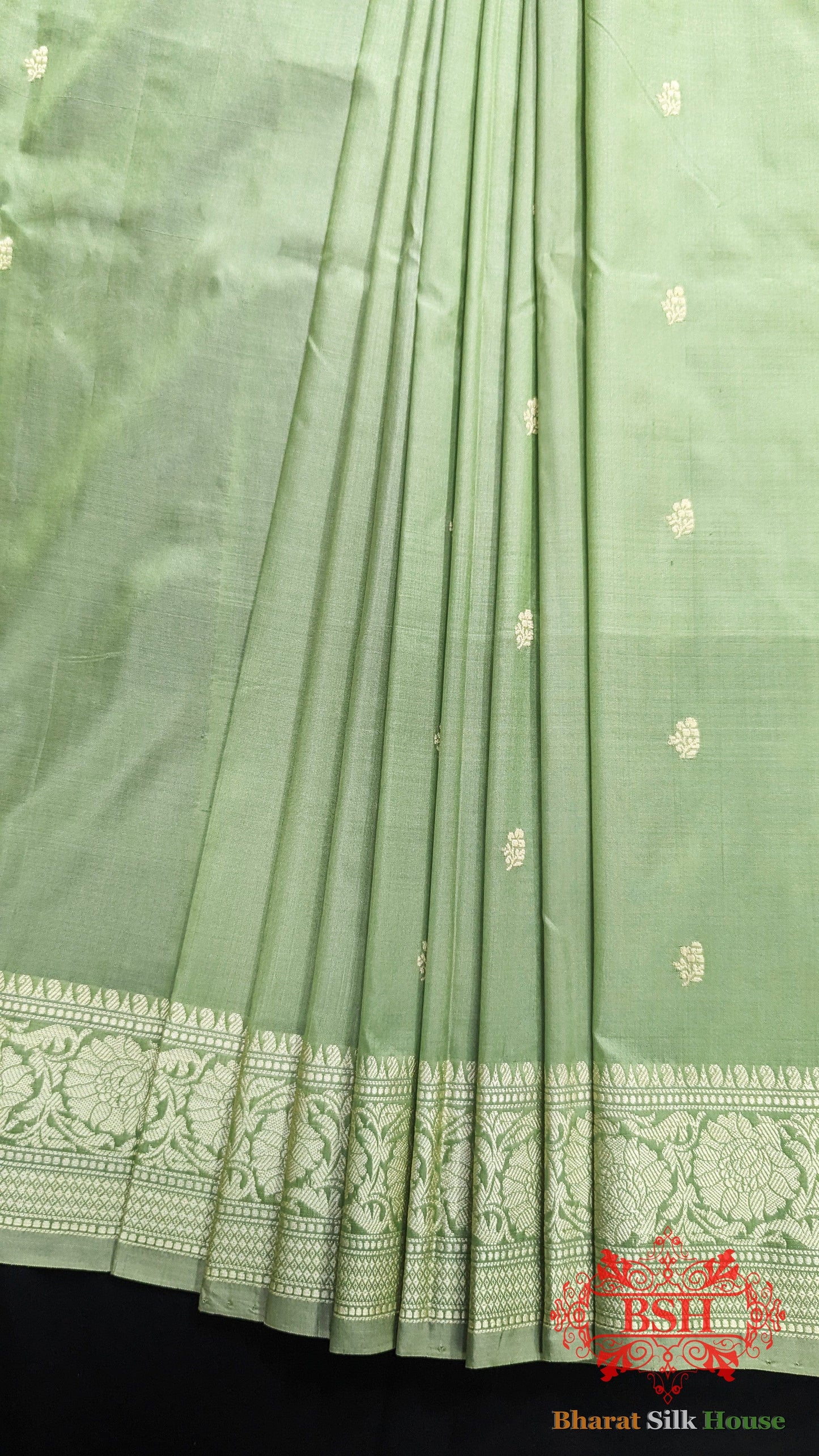 Pure Banarasi Handloom Katan Silk Antique Zari Saree In Shades Of Dark Pis - Bharat Silk House