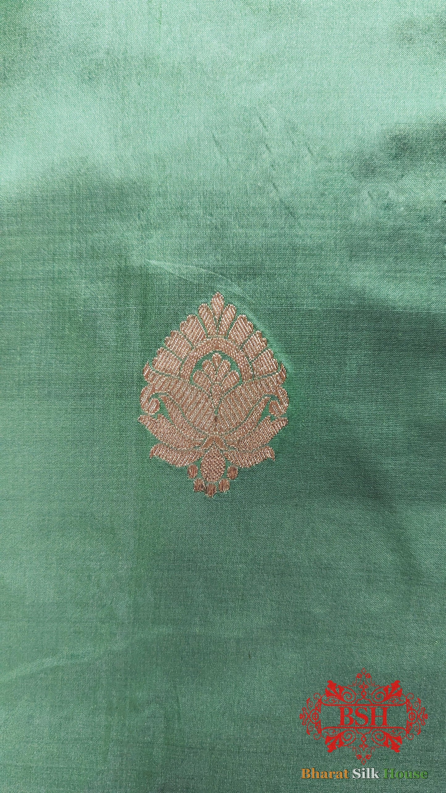 Pure Banarasi Handloom Katan Silk Antique Zari Saree In Shades Of Green - Bharat Silk House