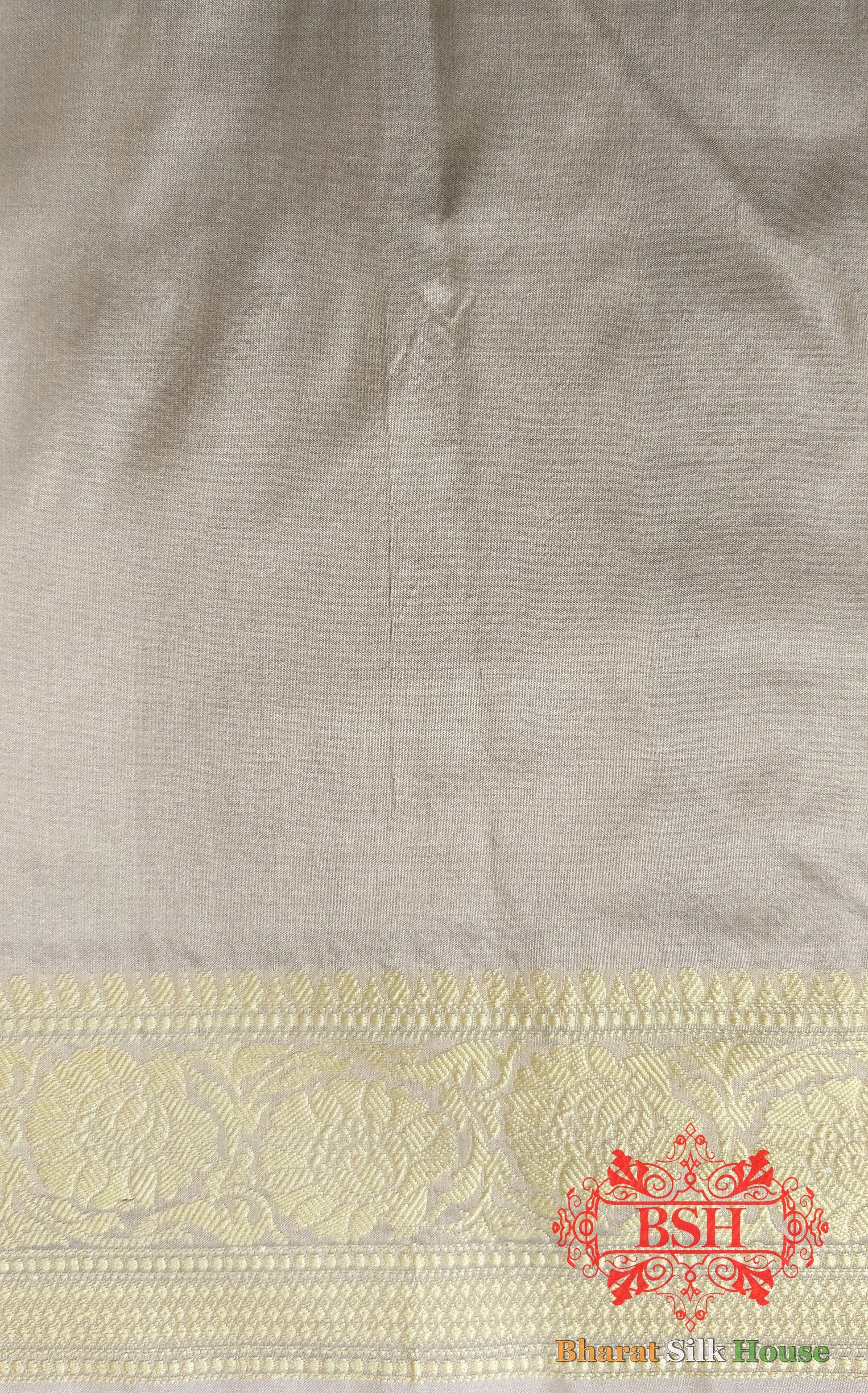 Pure Banarasi Handloom Katan Silk Antique Zari Saree In Shades Of Off White - Bharat Silk House