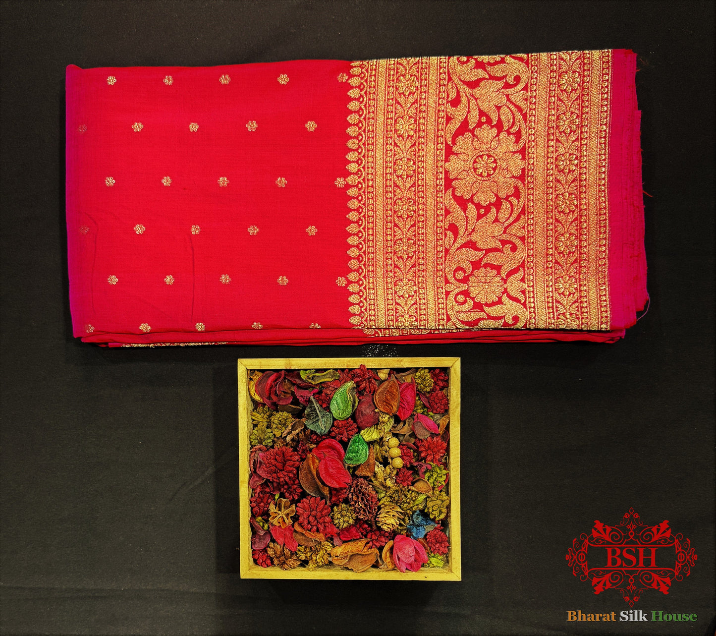 Pure Banarasi Handloom Katan Silk Antique Zari Saree In Shades Of Pink - Bharat Silk House