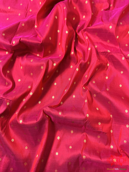 Pure Banarasi Handloom Katan Silk Antique Zari Saree In Shades Of Pink - Bharat Silk House