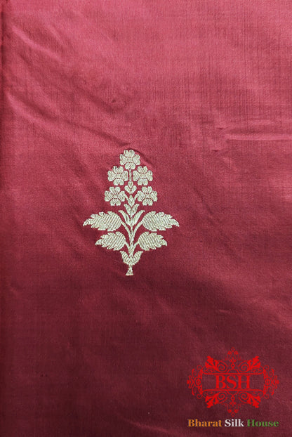 Pure Banarasi Handloom Katan Silk Antique Zari Saree In Shades Of Pink - Bharat Silk House