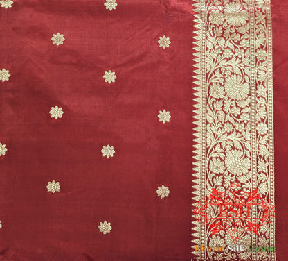 Pure Banarasi Handloom Katan Silk Antique Zari Saree In Shades Of Pink - Bharat Silk House