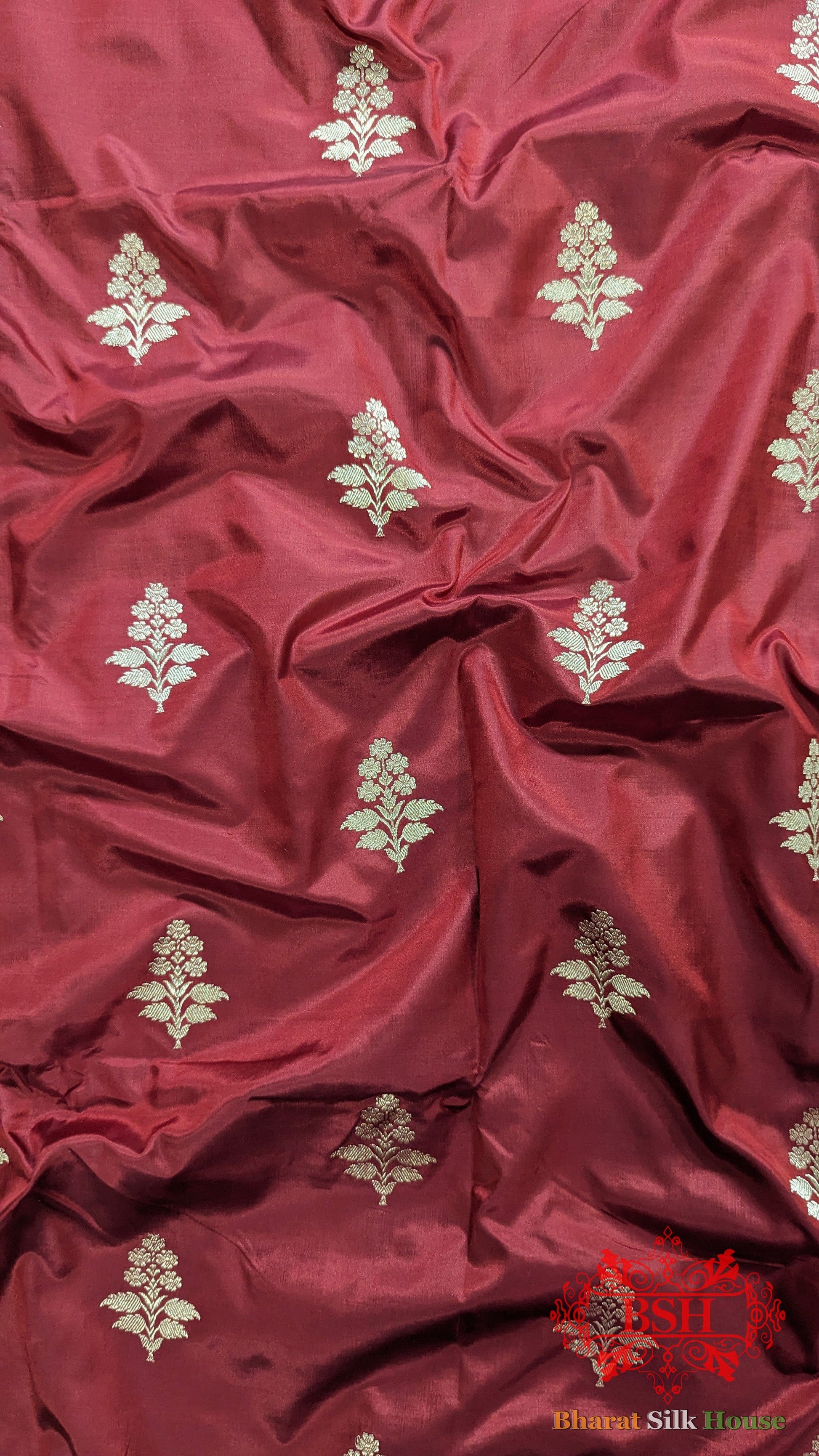 Pure Banarasi Handloom Katan Silk Antique Zari Saree In Shades Of Pink - Bharat Silk House