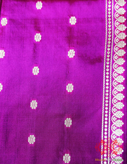 Pure Banarasi Handloom Katan Silk Antique Zari Saree In Shades Of Pink - Bharat Silk House