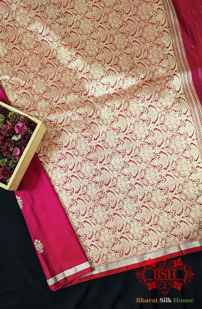 Pure Banarasi Handloom Katan Silk Antique Zari Saree In Shades Of Red - Bharat Silk House