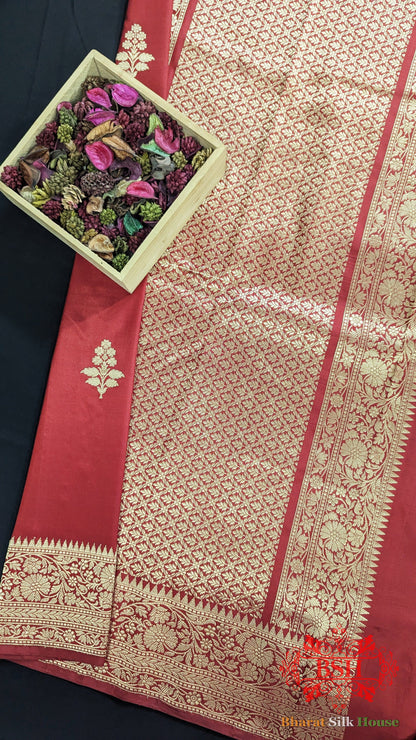 Pure Banarasi Handloom Katan Silk Antique Zari Saree In Shades Of Red - Bharat Silk House