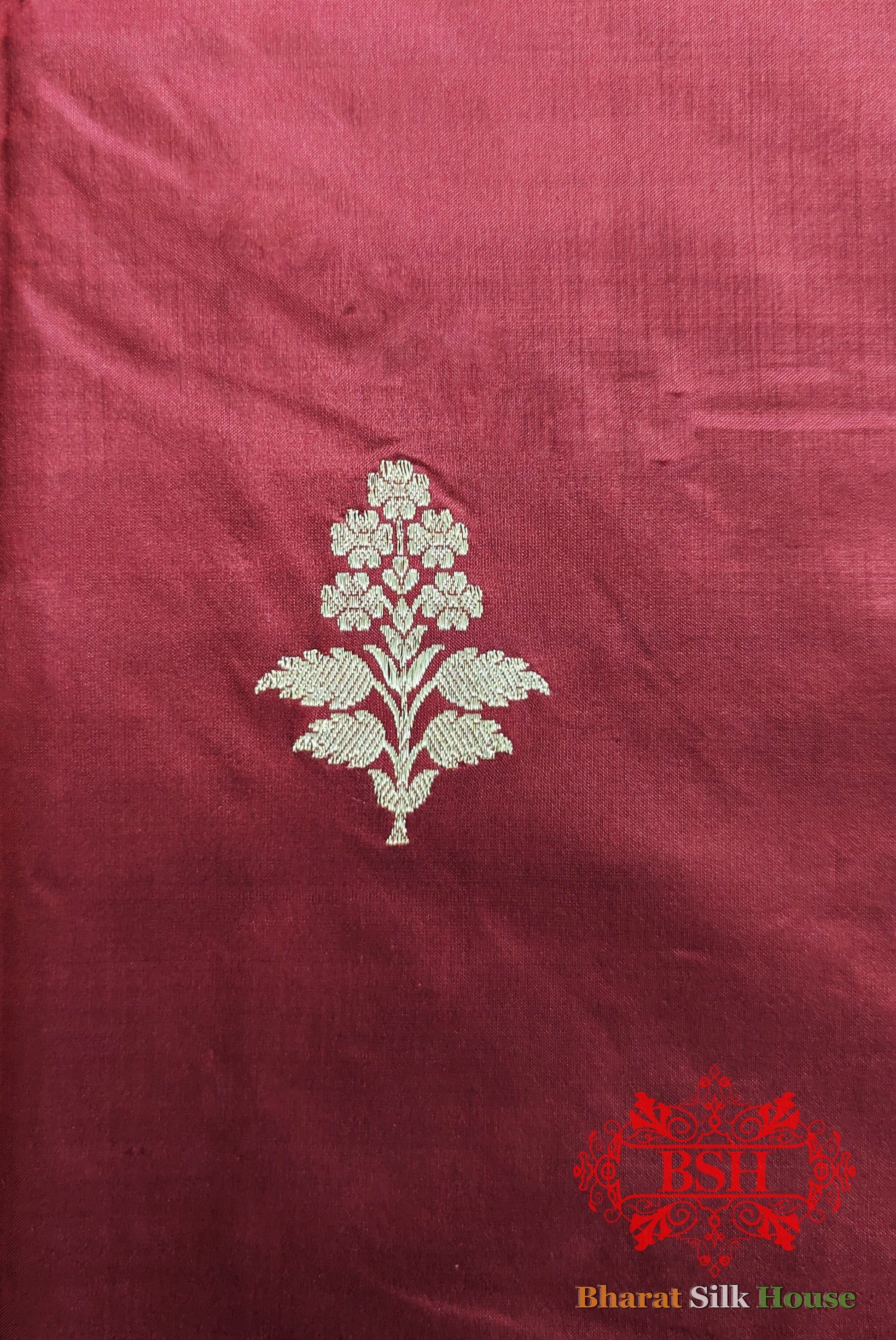 Pure Banarasi Handloom Katan Silk Antique Zari Saree In Shades Of Red - Bharat Silk House